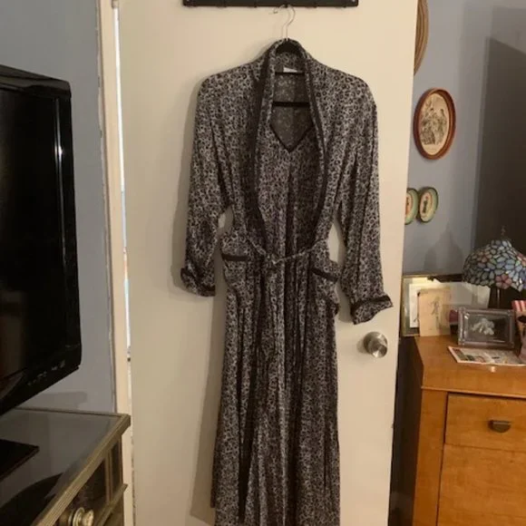 Silk Leopard Nightgown and Robe
